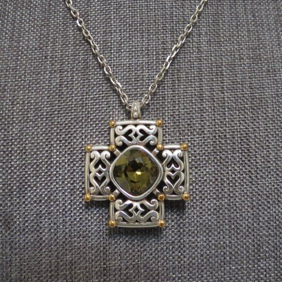 Brighton Deauville Silver and Gold Cross Necklace - Picture 3 of 8